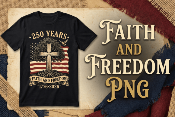 Faith and Freedom 250 Years Patriotic T-Shirt Designs