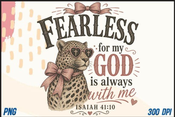 Fearless Faith Leopard Vintage PNG for T-Shirt Designs