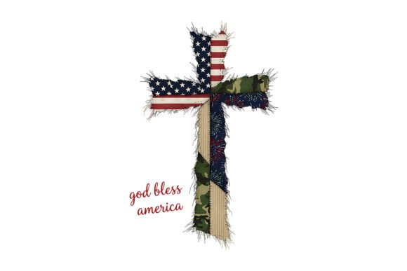 God Bless America Cross Flag Camo T-Shirt Designs