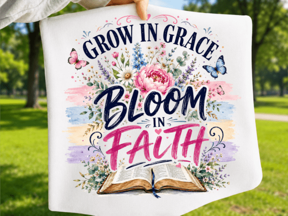 Grow in Grace Bloom in Faith PNG for T-Shirt Designs