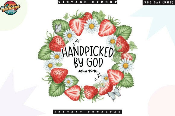 Hand Picked by God Floral Wreath PNG for T-Shirt Designs