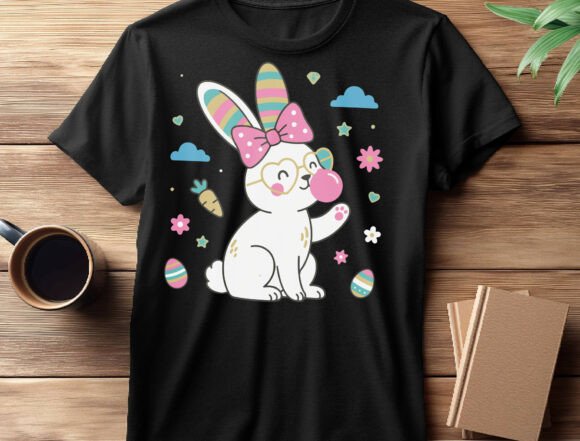 Happy Easter Bunny Bow PNG, Coquette