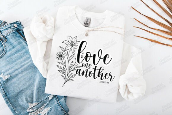 Love One Another Bible Verse Floral T-Shirt Design