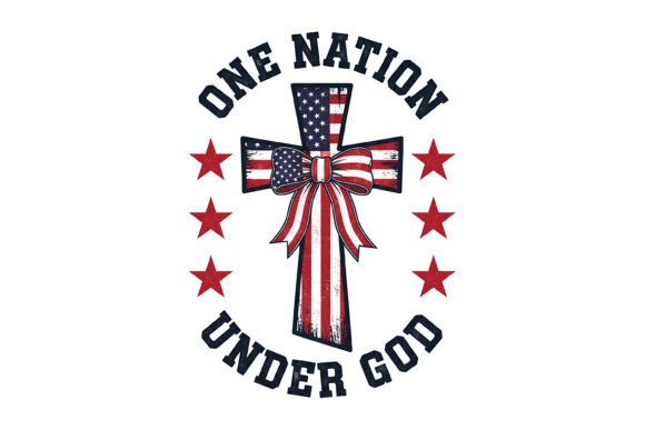 One Nation Under God Flag Cross Bow SVG for T-Shirt Designs