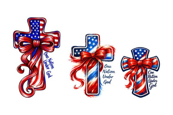 Patriotic American Flag Cross Art for T-Shirt Designs