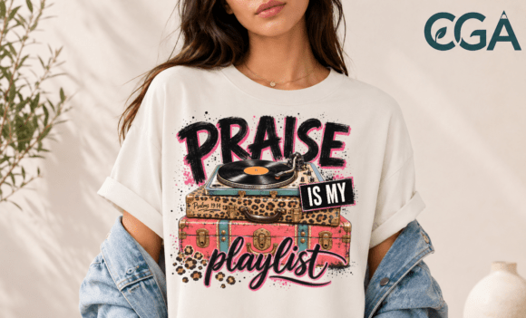Praise is My Playlist Retro PNG for T-Shirt Designs