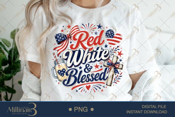 Red White and Blessed Patriotic Christia T-Shirt Designs