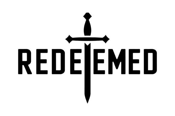 Redeemed Sword Cross Typography T-Shirt Designs
