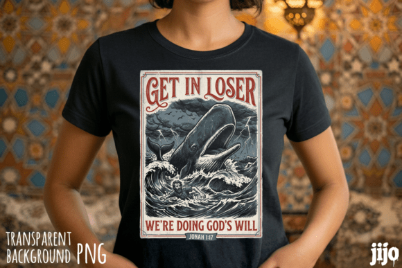 Whale Jonah Biblical God PNG for T-Shirt Designs